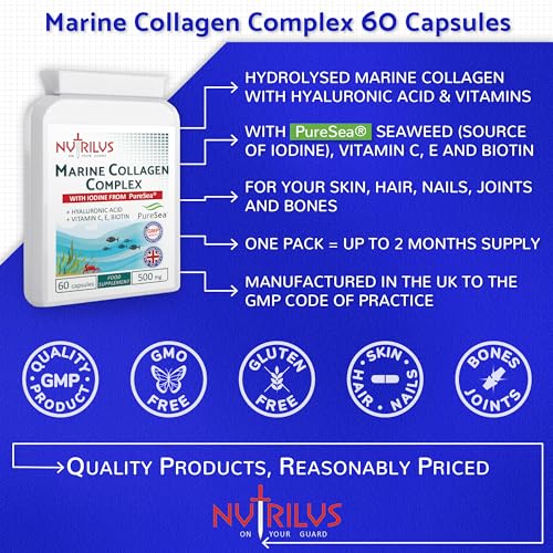 Marine Collagen Complex 60 Capsules 500mg with PureSea Seaweed Providing Iodine NutrilusBuy Supplements Australia