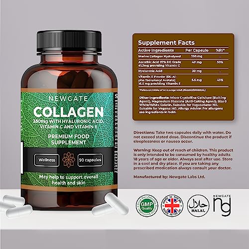 Newgate Labs Marine Collagen 350mg with Hyaluronic Acid, Vitamin C & Vitamin E Newgate LabsBuy Supplements Australia