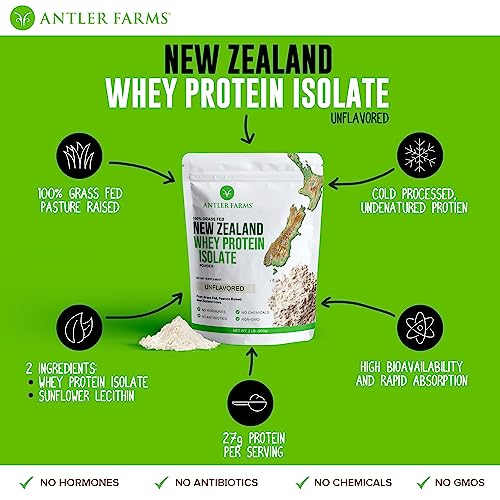 Antler Farms - 100% Grass Fed New Zealand Whey Protein Isolate, Unflavored, 30 Servings Antler FarmsBuy Supplements Australia