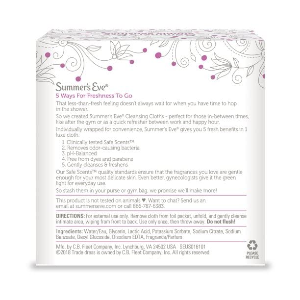 Summer's Eve Feminine Cleansing Cloths | Sensitive Skin | 16 Each | Pack of 2 Pink RhymeBuy Supplements Australia