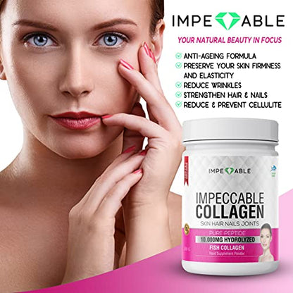 IMPECCABLE Collagen Premium 10.000 mg Pure peptide hydrolyzed Marine Collagen Powder ImpeccableBuy Supplements Australia