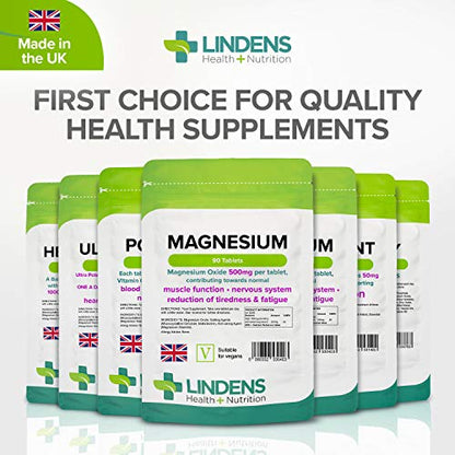 Lindens 500mg Magnesium Tablets | 90s 1-a-Day | Made in The UK | Tiredness, Muscle LindensBuy Supplements Australia