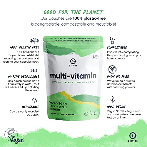 Vegan Multivitamins & Minerals - With High Strength Vitamin B12, D3, K2 & Iron OmvitsBuy Supplements Australia