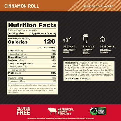 Optimum Nutrition Gold Standard 100% Whey Protein Powder, Cinnamon Roll, 2 Pound Optimum NutritionBuy Supplements Australia
