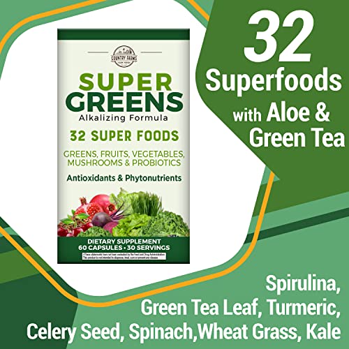 COUNTRY FARMS Super Greens Vegicaps, 32 Super Foods, Whole Food Supplement COUNTRY FARMSBuy Supplements Australia