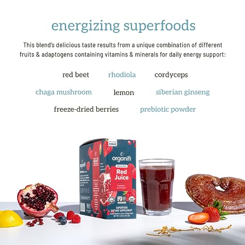 Organifi Red Juice - Vegan Energy Powder - Berry-Flavored Adaptogen Drink - Caffeine OrganifiBuy Supplements Australia