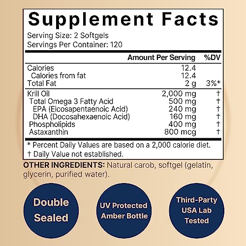 Antarctic Krill Oil 2000mg Supplement, 240 Softgels, 3X Strength Natural Source of Omega NatureBellBuy Supplements Australia
