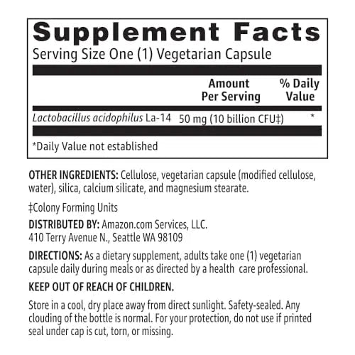 Amazon Basics Daily Probiotic, 10 Billion Active Cultures, Supporting Digestive and Intestinal Health, Capsule, 60 Count, Two Month Supply Amazon Basics buy supplements Au