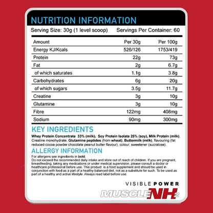 Muscle Nh2 Total Protein, Whey Protein Powder with Creatine Monohydrate and Glutamine Muscle Growth MuscleNh2Buy Supplements Australia