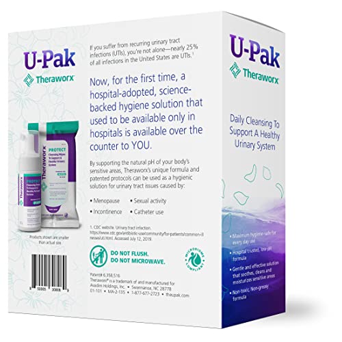 Theraworx Protect U-Pak 60-Ct Wipes & Hygiene Foam 3.4 oz for Urinary Health (Pack of 1) THERAWORX PROTECTBuy Supplements Australia