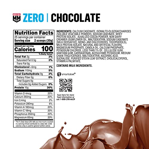 Muscle Milk ZERO, 100 Calorie Protein Powder, Chocolate, 15g Protein, 1.65 Pound Muscle MilkBuy Supplements Australia