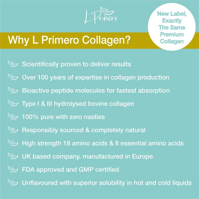 L Primero Collagen Peptides Powder 400g, Hydrolysed Unflavoured, Grass-Fed Bovine Bioactive Protein, Highly absorbable 18 Amino Acids, Keto L PrimeroBuy Supplements Australia