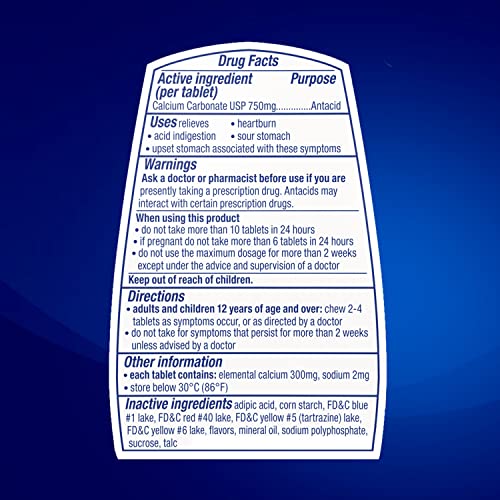 TUMS Antacid Chewable Tablets, Extra Strength for Heartburn Relief, Assorted Fruit TUMSBuy Supplements Australia