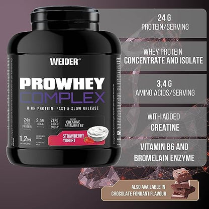 Weider ProWhey Complex (1,2kg) Strawberry-Yogurt Flavour. Formula Based on Whey Protein WeiderBuy Supplements Australia