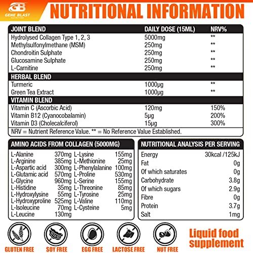 Gene Blast Body Flex, Liquid Joint Supplement w/Hydrolysed Collagen Type1 2 3 Plus Glucosamine GENE BLASTBuy Supplements Australia