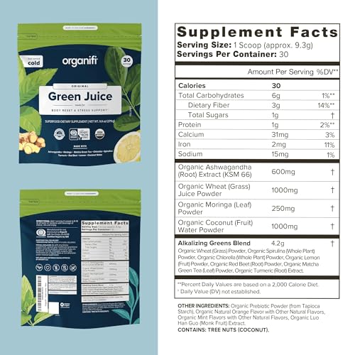 Organifi Green Juice - Organic Superfood Powder - 180-Day Supply - Organic Vegan Green OrganifiBuy Supplements Australia