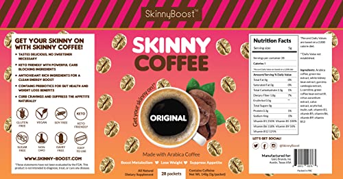 Skinny Boost Skinny Coffee- (Unflavored) Instant Sticks Made with Arabica Coffee, Garcinia SkinnyBoostBuy Supplements Australia
