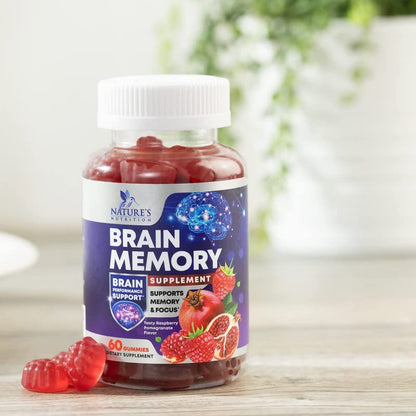 Brain Supplements for Memory & Focus Gummies - Brain Health Clarity with B6 B12 & Phosphatidylserine - Natural Nootropics Cognitive Concentration & Alertness Support Vitamins - 60 Vegan Gummies Nature's NutritionBuy Supplements Australia