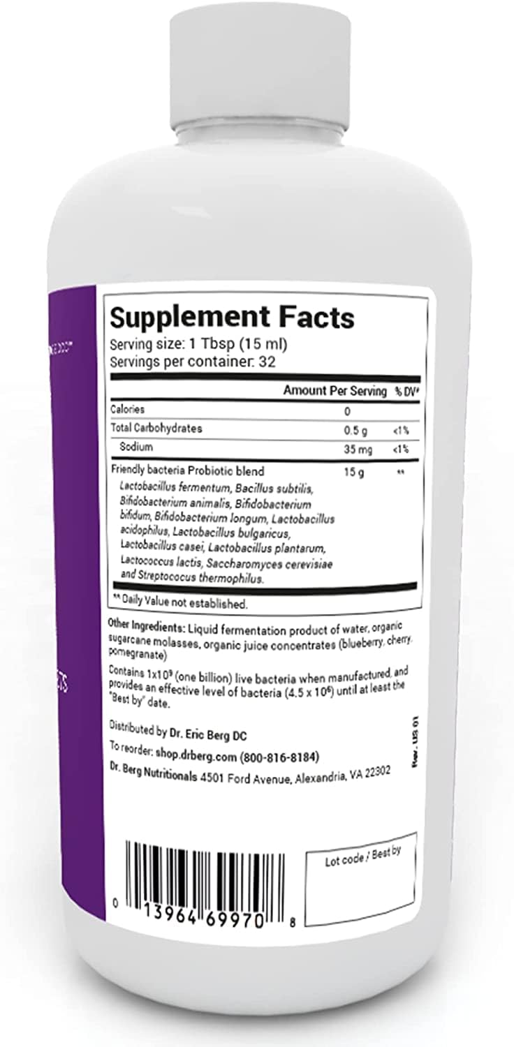 Dr. Berg's Friendly Probiotic Liquid Supplement Drink Mix w/ 12 Live Probiotics Strains Dr. Berg NutritionalsBuy Supplements Australia
