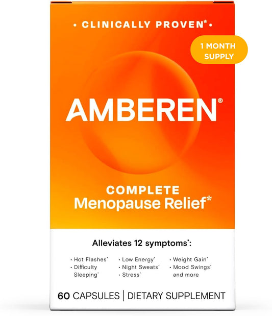 Amberen Menopause Supplement for Women, 60 Capsules, Clinically Proven, Helps Support Hormone Balance, Helps Relieve 12 Menopause Symptoms: Hot Flashes, Night Sweats, Mood Swings and More AmberenBuy Supplements Australia