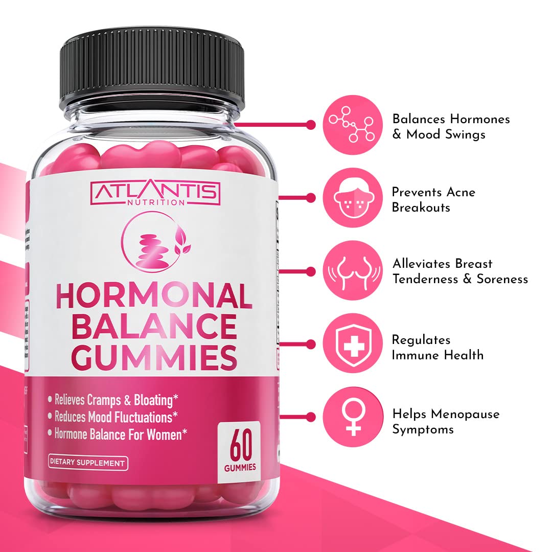 Atlantis Nutrition Hormonal Balance for Women & PMS Relief Gummies - Alleviates Cramps, Bloating, Mood Swings, Hot Flashes & Night Sweats - Cranberry, Dong Quai & Chasteberry Menstrual Cramp Relief Atlantis NutritionBuy Supplements Australia