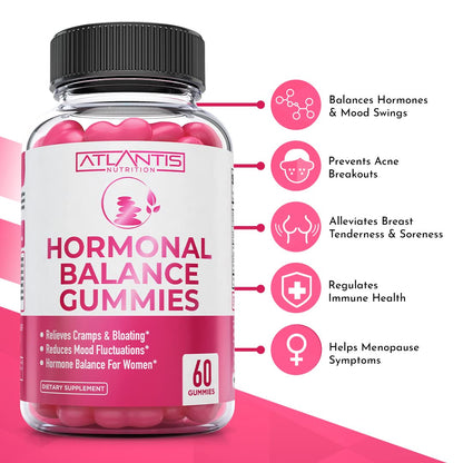 Atlantis Nutrition Hormonal Balance for Women & PMS Relief Gummies - Alleviates Cramps, Bloating, Mood Swings, Hot Flashes & Night Sweats - Cranberry, Dong Quai & Chasteberry Menstrual Cramp Relief Atlantis NutritionBuy Supplements Australia