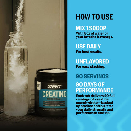 ONNIT Creatine Monohydrate Powder – Unflavored, 90-Serving Value Size – Supports Strength, Lean Muscle, and Brain Energy† – Keto Friendly, No Fillers, 90 Servings, 15.29 oz ONNITBuy Supplements Australia