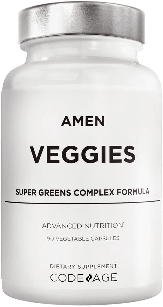 Amen Veggies, Daily Veggies Vitamins Supplement, Vegetables Vegan Blend & Whole-Food Raw Greens Multivitamin Capsules, Mushroom Complex, Superfood, Minerals, Green Vegetable Nutrients, Non-GMO, 90 ct AmenBuy Supplements Australia