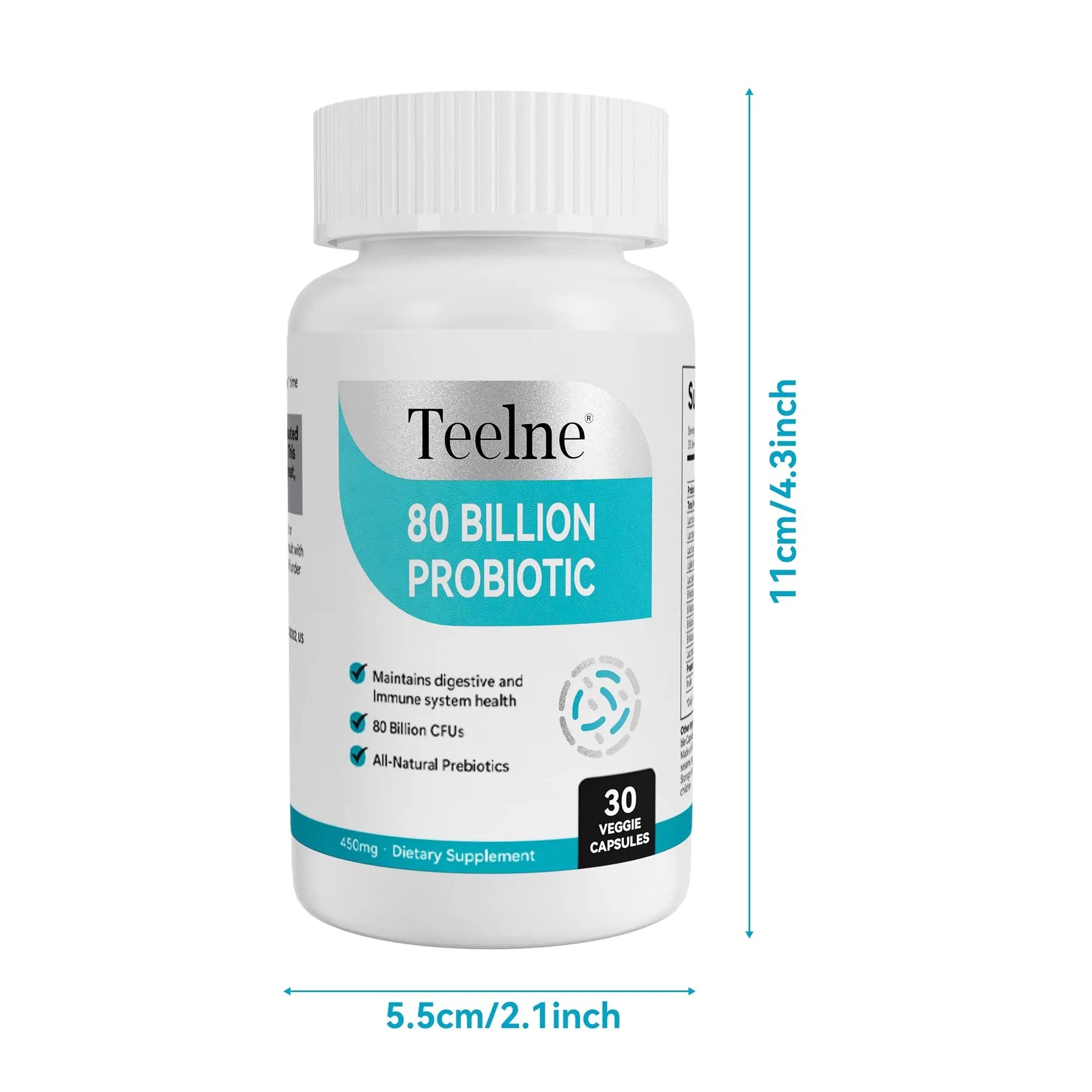 Teelne Probiotics 80 Billion CFU - 10 strains, Prebiotic+ Probiotics Support Digestive & Gut Health, Bloating & Constipation Relief, 30 Capsules (30-Day Supply) Teelne buy supplements Au
