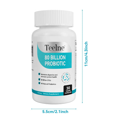 Teelne Probiotics 80 Billion CFU - 10 strains, Prebiotic+ Probiotics Support Digestive & Gut Health, Bloating & Constipation Relief, 30 Capsules (30-Day Supply) Teelne buy supplements Au