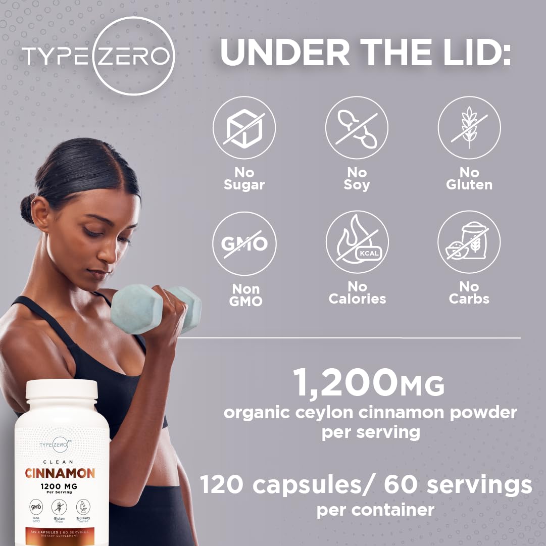 Type Zero Ceylon Cinnamon Capsules (1200mg | 120 Capsules) - Natural, Non-GMO, Gluten Free, Organic Cinnamon Bark Supplement Type ZeroBuy Supplements Australia
