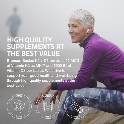 Bronson Basics Vitamin K2 D3 (MK7) Supplement Non-GMO Formula 5000IU (125 mcg) BronsonBuy Supplements Australia