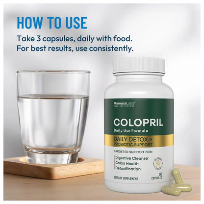 Colopril Colon Cleanse Dietary Supplement - Supports Cleansing of Bowels & Digestive Tract - Eases Constipation - Ginger Root, Lactobacillus, Psyllium Husk Colopril canada supplements