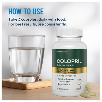 Colopril Colon Cleanse Dietary Supplement - Supports Cleansing of Bowels & Digestive Tract - Eases Constipation - Ginger Root, Lactobacillus, Psyllium Husk