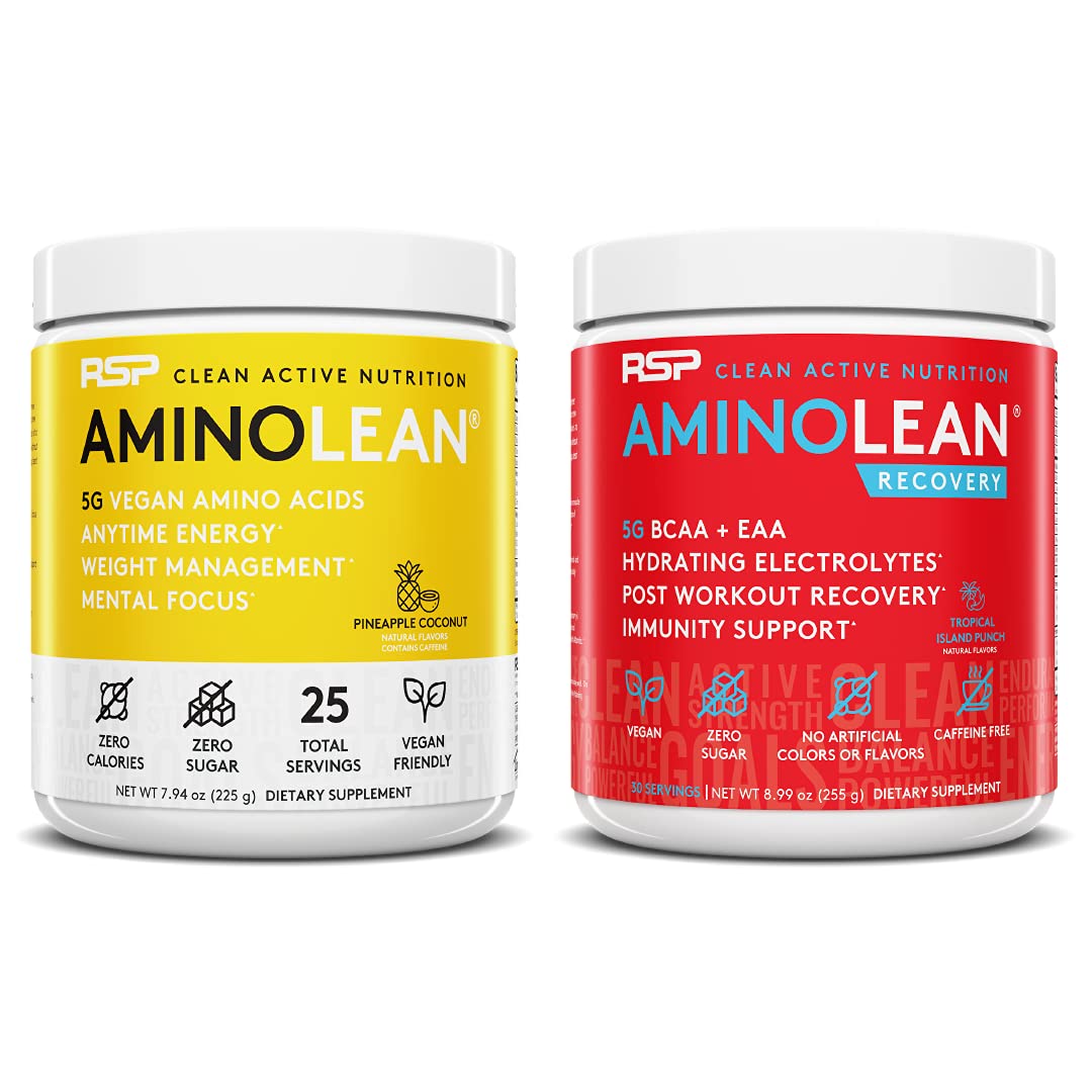 RSP NUTRITION Vegan AminoLean Pre Workout Energy (Pineapple Coconut 25 Servings)