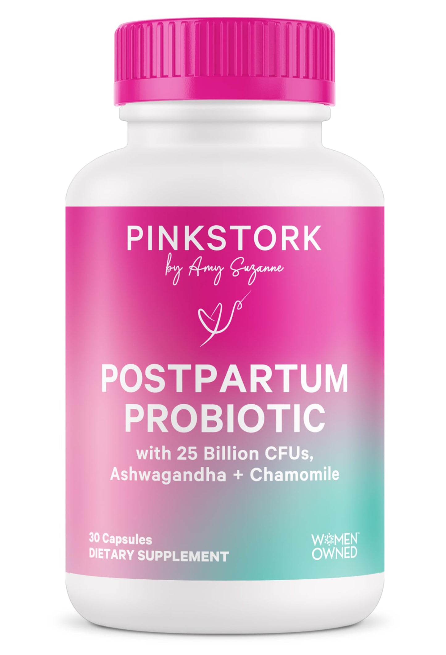 Pink Stork Probiotics for Postnatal Women - 30 Billion CFUS with Ashwagandha and Chamomile, Postpartum Essentials for Hormone Balance, Mood Support, Gut Health, Digestive Wellness, 30 Capsules Pink StorkBuy Supplements Australia