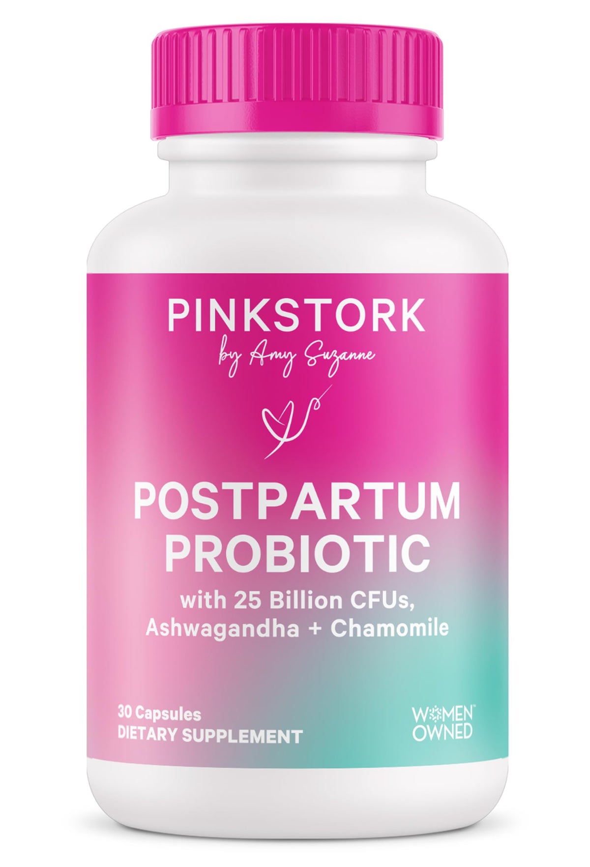 Pink Stork Probiotics for Postnatal Women - 30 Billion CFUS with Ashwagandha and Chamomile, Postpartum Essentials for Hormone Balance, Mood Support, Gut Health, Digestive Wellness, 30 Capsules Pink StorkBuy Supplements Australia