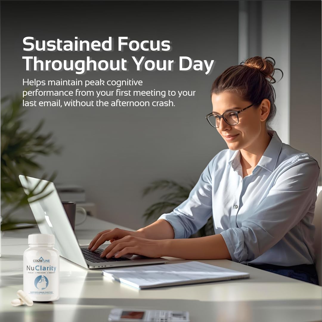 CogniTune NuClarity Brain Supplement for Memory and Focus - Caffeine-Free Nootropic for Mental Clarity Without Jitters - with Ginkgo Biloba, Bacopa Monnieri, Alpha-GPC for Cognitive Support CogniTuneBuy Supplements Australia