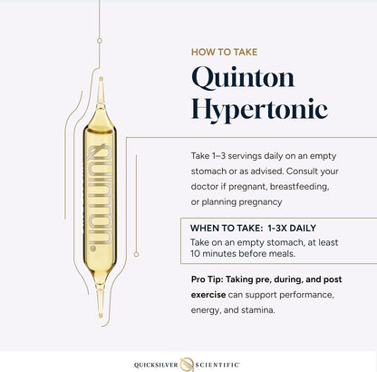 Quicksilver Scientific Original Quinton Hypertonic Solution - Sea Water Hydration - Liquid Minerals with Electrolytes for Muscle Recovery, Stamina+Mineral Replenishment (30 Single Serving Glass Vials) Quicksilver ScientificBuy Supplements Australia