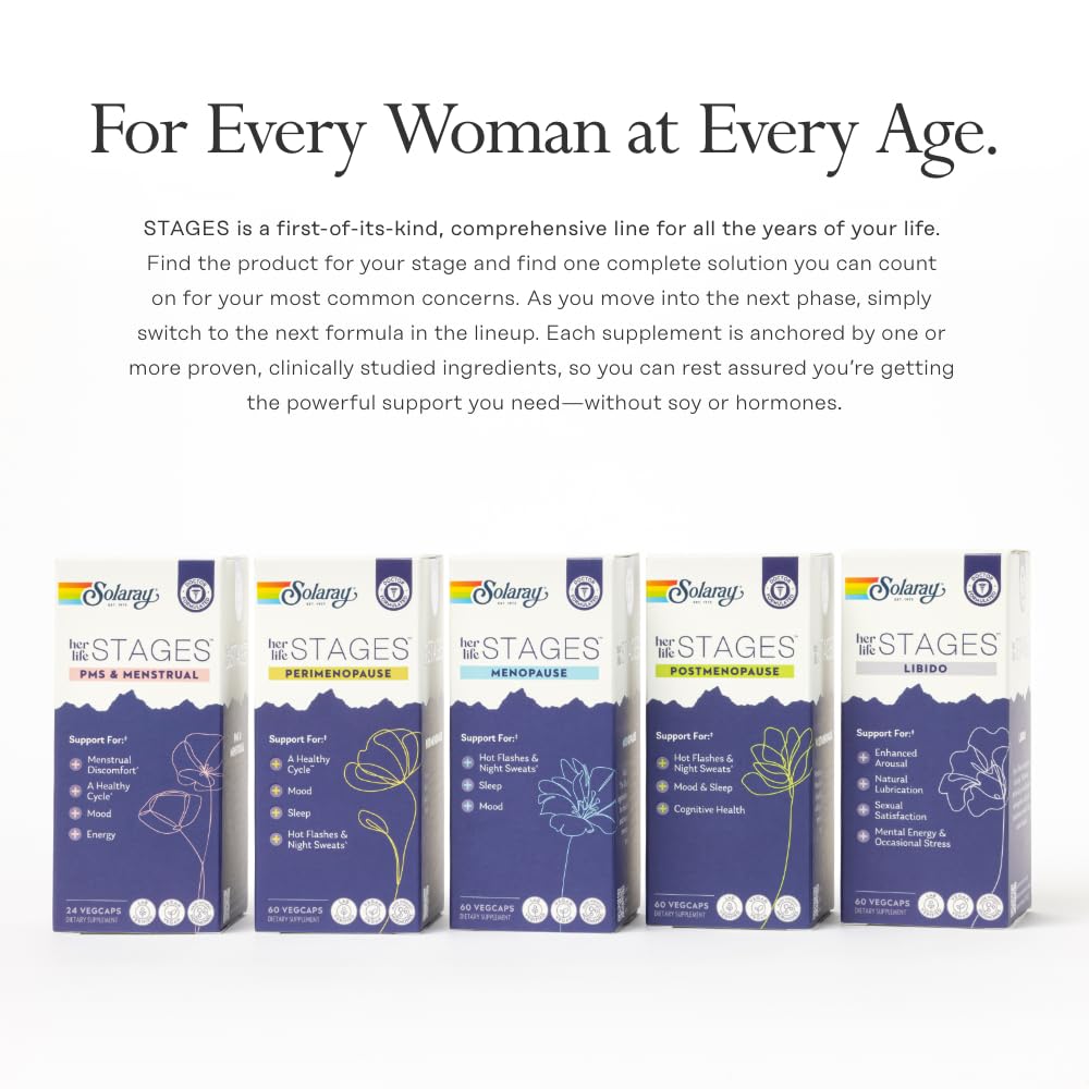 SOLARAY Postmenopause her Life Stages - Post Menopause Supplements for Women with Resveratrol - Vegan and Made Without Hormones - 60-Day Guarantee - Vegan, Lab Verified - 30 Servings, 60 VegCaps SOLARAYBuy Supplements Australia