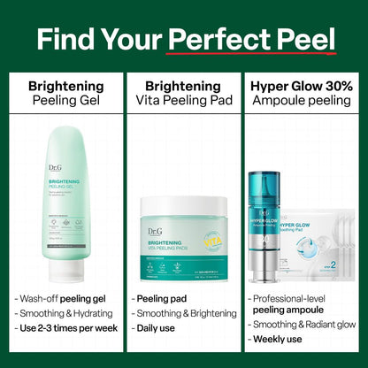 Dr. G Hyper Glow Ampoule Peeling 2-Step System - Removes Dead Skin - Instant Hydration - Korean Skin Care - Comes with Hyper Glow Ampoule Peeling Serum 30% (15 mL) & Soothing Pad (4 Pack) Dr.G buy supplements Au
