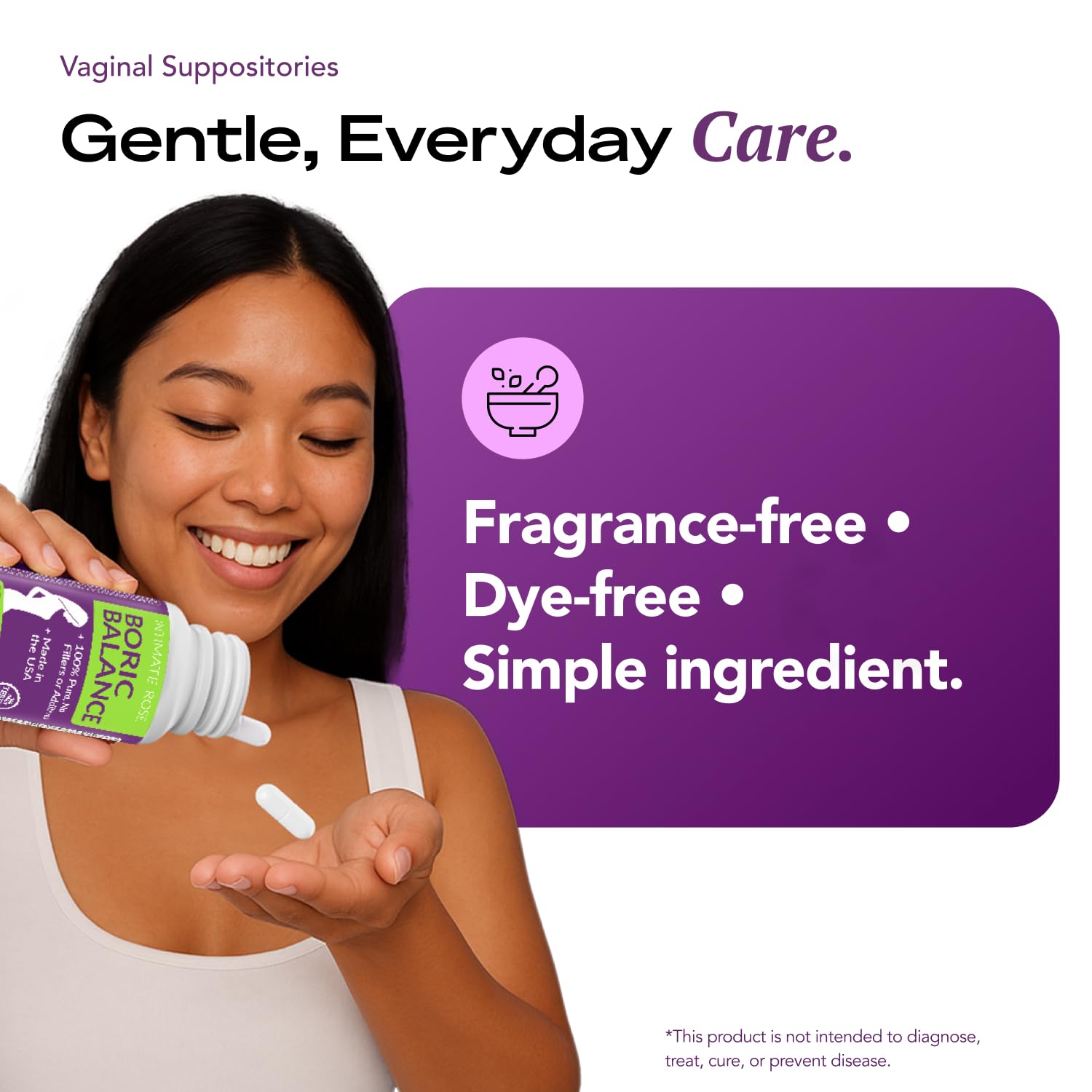 Intimate Rose Boric Acid Vaginal Suppositories, 30 Count for Feminine Deodorizing & Freshness - Vegan Capsules Intimate RoseBuy Supplements Australia