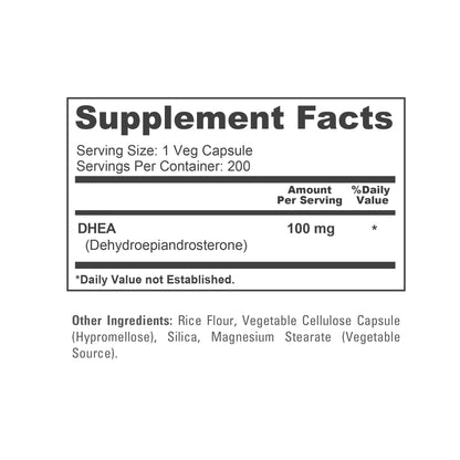 NusaPure DHEA 100mg 200 Veggie Capsules (Vegetarian, Non-GMO) NusaPureBuy Supplements Australia
