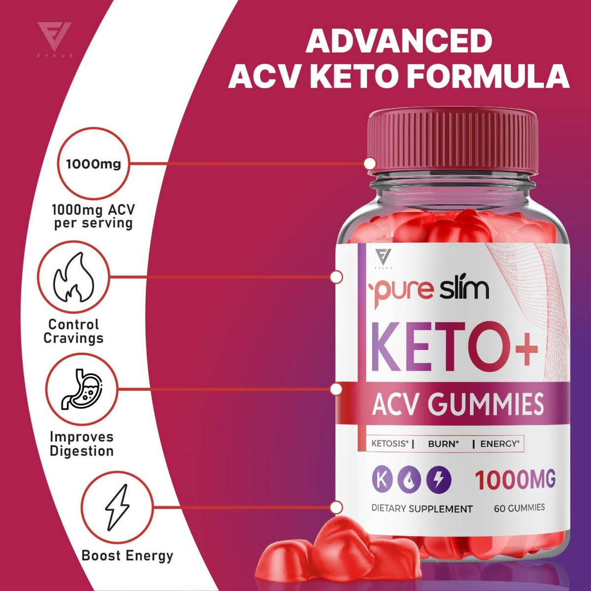 (5 Pack) Pure Slim Keto ACV Gummies, Pure Slim Keto ACV Gummies Advanced Weight Loss FyvusBuy Supplements Australia