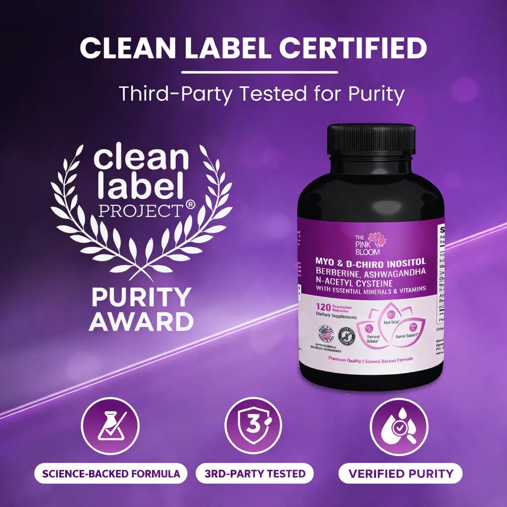 The Pink Bloom Myo & D-Chiro Inositol 40:1 Ratio – 120 Capsules | Myo Inositol Supplement for Women with Vitamin D, Ashwagandha, Folate & Zinc | Supplement for Hormone Balance & Ovarian Health The Pink BloomBuy Supplements Australia