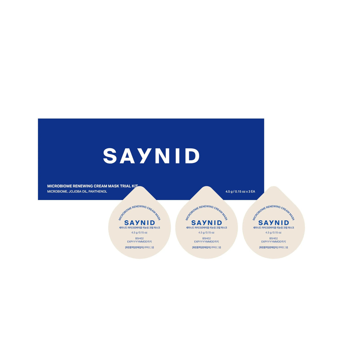 SAYNID MICROBIOME RENEWING CREAM MASK TRIAL KIT, Wash-off Cream, Soft Exfoliating Face Scrub Dead Skin Cells | 4.5g/0.15oz (3EA) SAYNIDBuy Supplements Australia