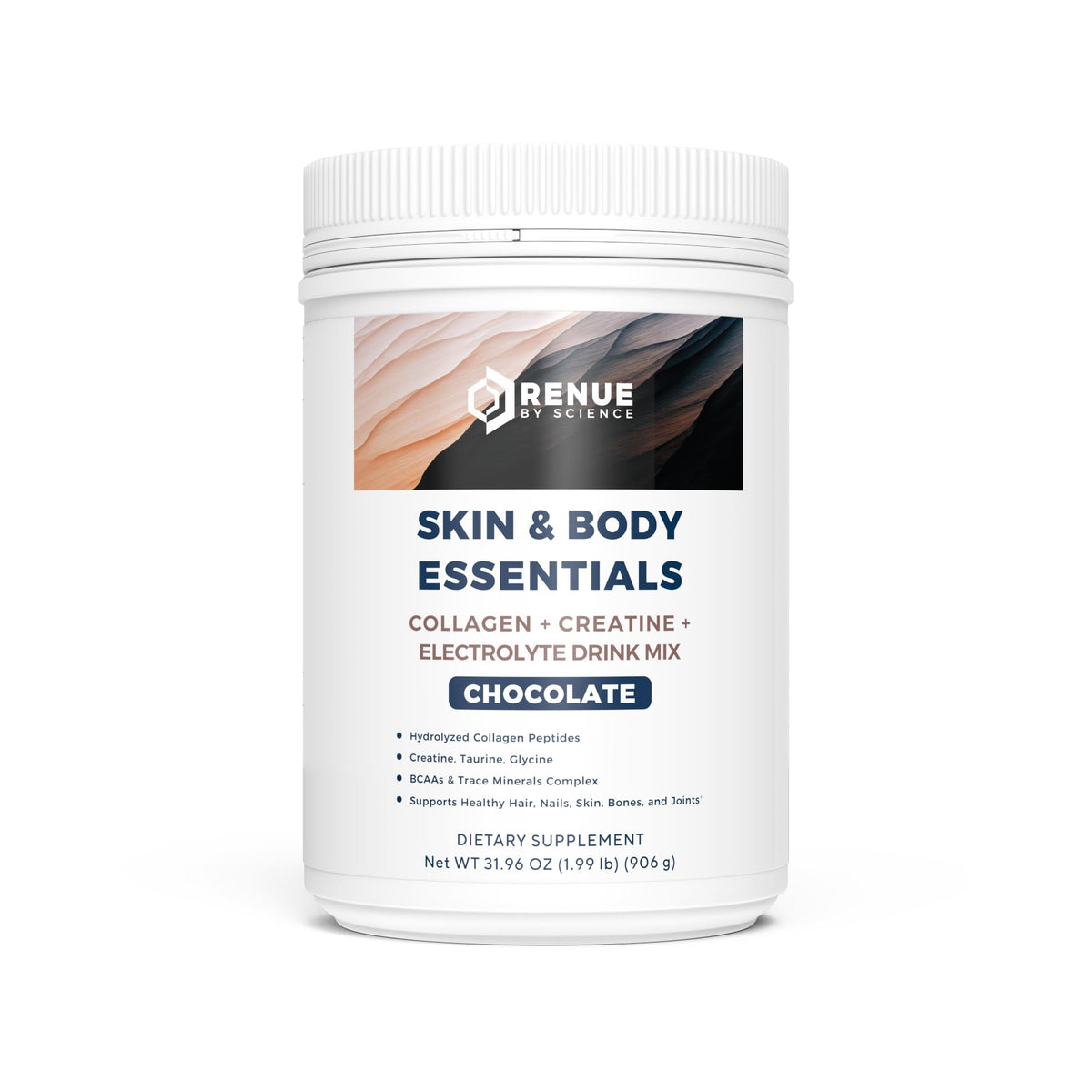 Renue By Science Skin & Body Essentials | Collagen Peptides Electrolytes Creatine & BCAA Powder | Collagen (12g) Creatine Monohydrate (4g) per Serving with Taurine & Glycine | Made in USA - Chocolate Renue By ScienceBuy Supplements Australia