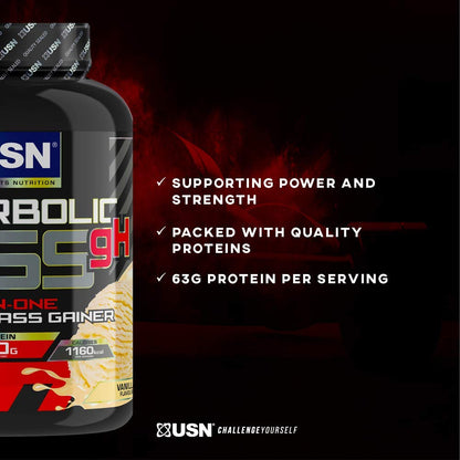 USN Hyperbolic Mass Strawberry 6kg: High Calorie Mass Gainer Protein Powder for Fast Muscle Mass USNBuy Supplements Australia