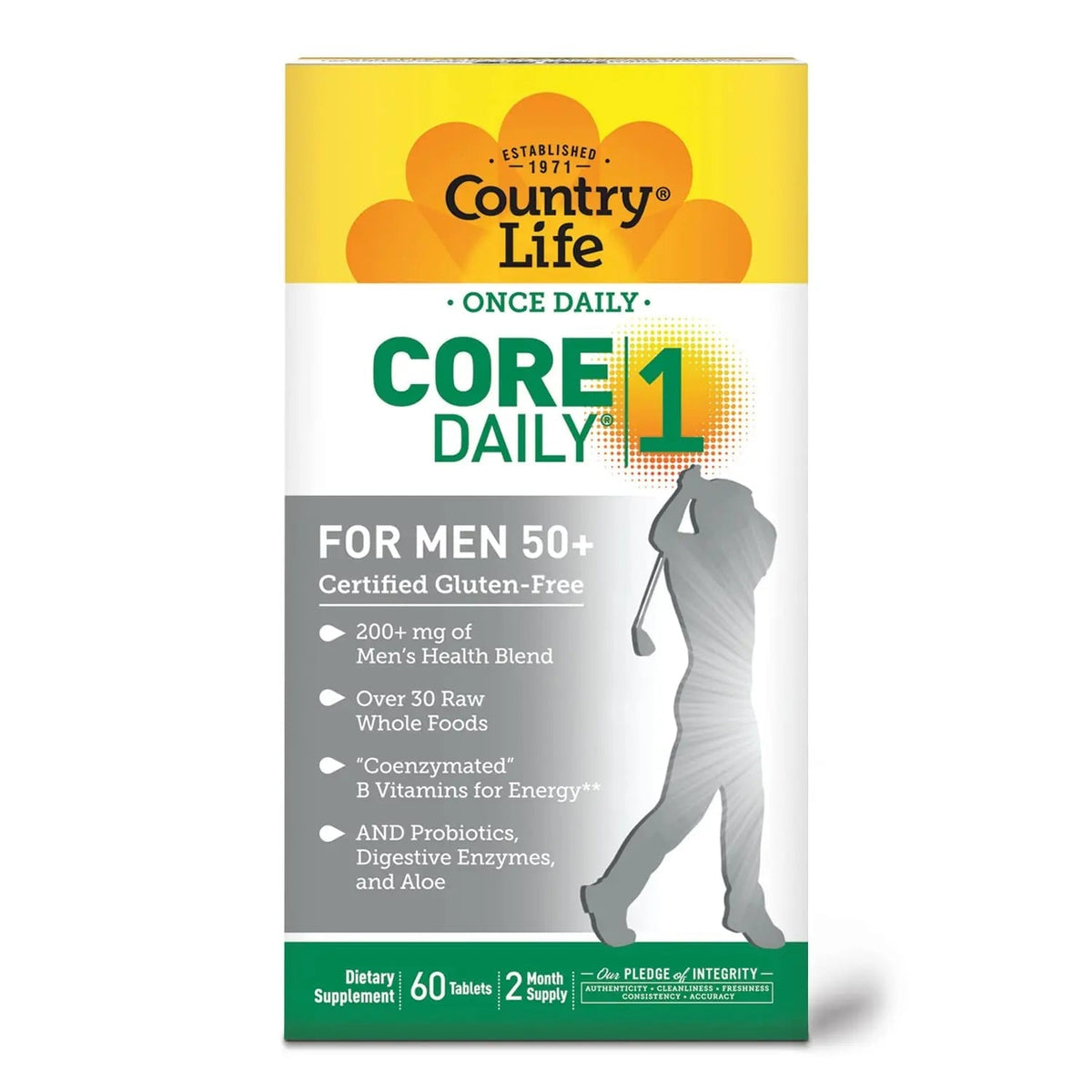 Country Life CORE Daily-1 Multivitamin for Men 50+ - Gluten-Free, Energy Support with Coenzymated B Vitamins Country LifeBuy Supplements Australia