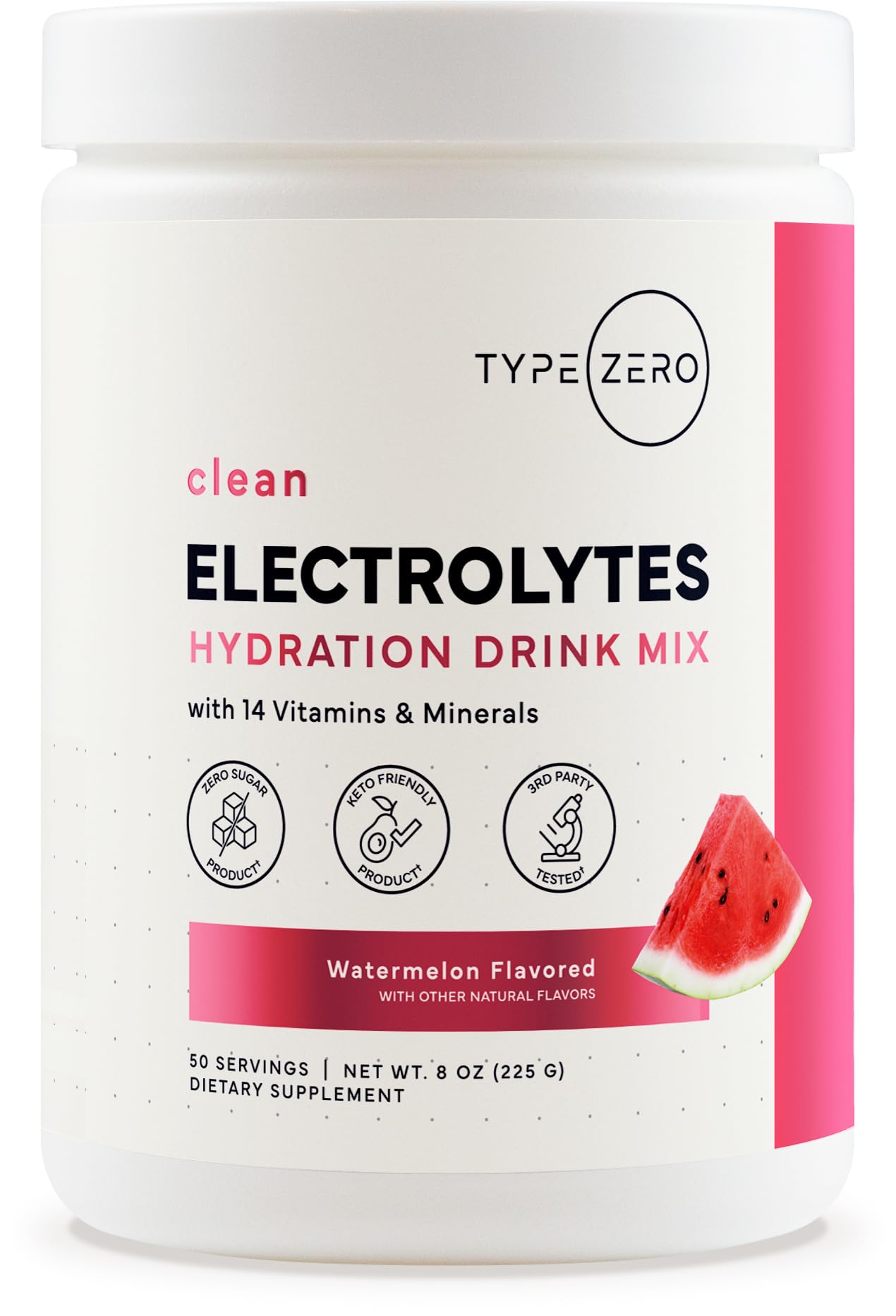 Type Zero Clean Electrolytes Hydration Powder Drink Mix + 14 Essential Vitamins & Minerals - Sugar Free, Zero Artificial Ingredients - Watermelon Flavor, 50 Servings Type ZeroBuy Supplements Australia